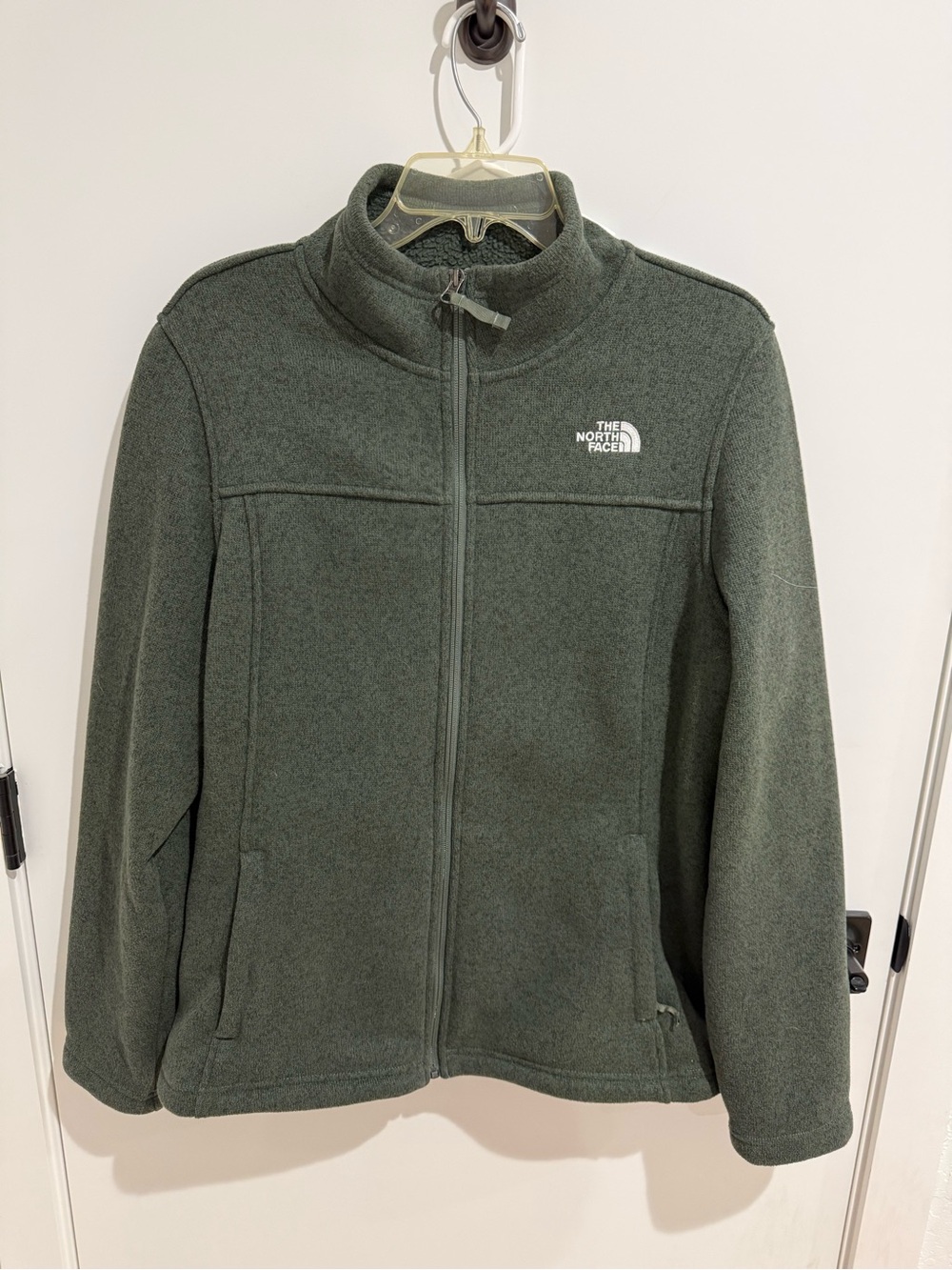The North Face Women's Olive Green Full-Zip Teddy Fleece Jacket